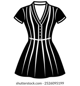Diseño de Arte vectorial moderno de un vestido de cuello de muesca para las niñas, mostrando la moda de moda. Perfecto para uso digital en diseño de prendas de vestir, ilustraciones de moda o gráficos con estilo.