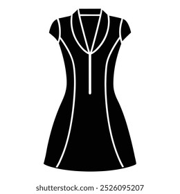 Modern vector art design of a notch neck dress for girls, showcasing trendy fashion. Perfect for digital use in apparel design, fashion illustrations, or stylish graphics.