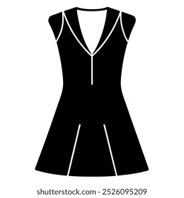 Diseño de Arte vectorial moderno de un vestido de cuello de muesca para las niñas, mostrando la moda de moda. Perfecto para uso digital en diseño de prendas de vestir, ilustraciones de moda o gráficos con estilo.