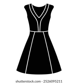 Diseño de Arte vectorial moderno de un vestido de cuello de muesca para las niñas, mostrando la moda de moda. Perfecto para uso digital en diseño de prendas de vestir, ilustraciones de moda o gráficos con estilo.