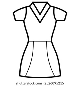 Modern vector art design of a notch neck dress for girls, showcasing trendy fashion. Perfect for digital use in apparel design, fashion illustrations, or stylish graphics.