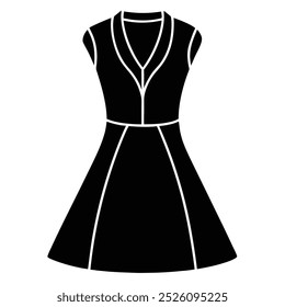 Diseño de Arte vectorial moderno de un vestido de cuello de muesca para las niñas, mostrando la moda de moda. Perfecto para uso digital en diseño de prendas de vestir, ilustraciones de moda o gráficos con estilo.