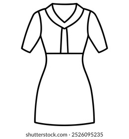 Modern vector art design of a notch neck dress for girls, showcasing trendy fashion. Perfect for digital use in apparel design, fashion illustrations, or stylish graphics.