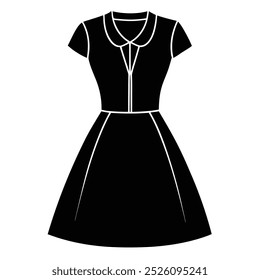 Modern vector art design of a notch neck dress for girls, showcasing trendy fashion. Perfect for digital use in apparel design, fashion illustrations, or stylish graphics.