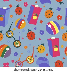 Modern vector art nouveau pattern with funny abstract objects