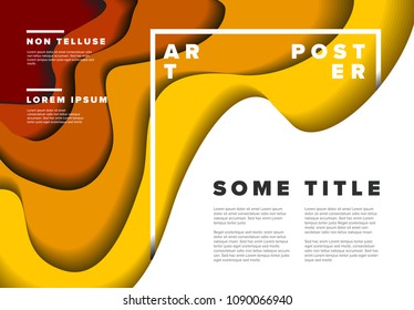 Modern vector art poster flyer template with orange paper cut effect