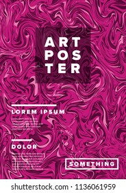 Modern vector art poster template for art exhibition, gallery, concert or dance party with abstract marble pattern