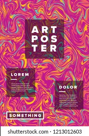 Modern Vector Art Poster Template For Art Exhibition, Gallery, Concert Or Dance Party With Abstract Marble Pattern