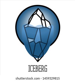 Modern vector asberg, black contour on a blue background. Concept of north