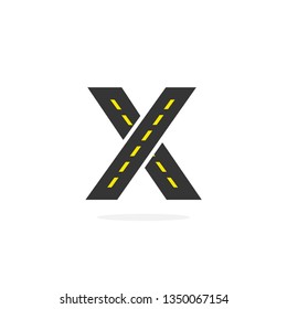 Modern Vector Asphalt Logo Letter X. X Road Logistics Letter Design in Vector