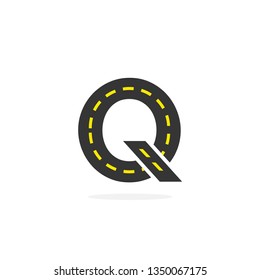 Modern Vector Asphalt Logo Letter Q. Q Road Logistics Letter Design in Vector