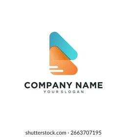Diseño de logotipo de medios de juego de letras B de Vector moderno