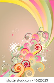 Modern vector background with abstract swirl ornament, rainbow and free space for your text