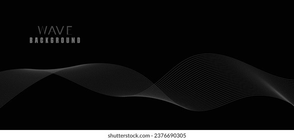 Fondo vectorial moderno con líneas onduladas negras. Banner negro.