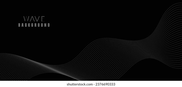 Modern vector background with black wavy lines. Black banner.