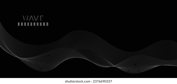 Fondo vectorial moderno con líneas onduladas negras. Banner negro.