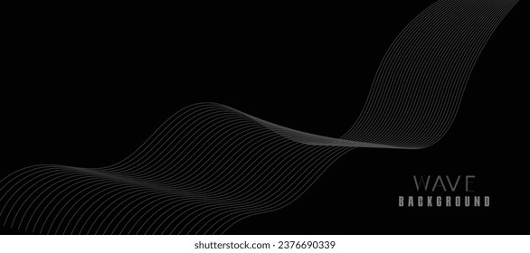 Fondo vectorial moderno con líneas onduladas negras. Banner negro.