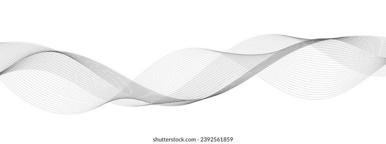 Modern Vector Background with Black Wavy Lines.