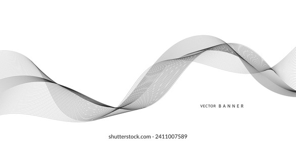 Modern Vector Background with Black Wavy Lines