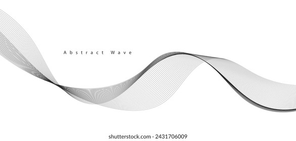 Modern Vector Background with Black Wavy Lines.