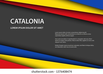 Modern vector background with Catalan colors and grey free space for your text, overlayed sheets of paper in the look of the Catalan flag, Made in Catalonia
