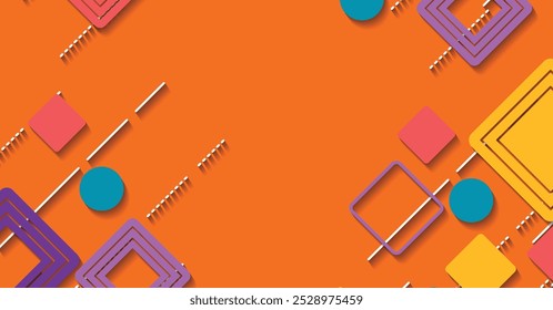 A modern vector background with colorful geometric shapes, squares, circles, and lines. Ideal for creative designs, presentations, and digital projects.
