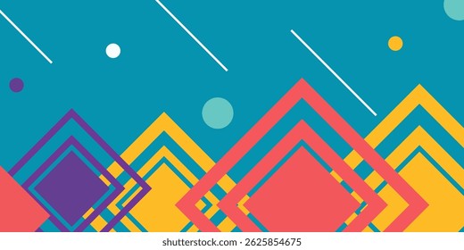 A modern vector background with colorful geometric shapes, squares, circles, and lines. Ideal for creative designs, presentations, and digital projects.esp10