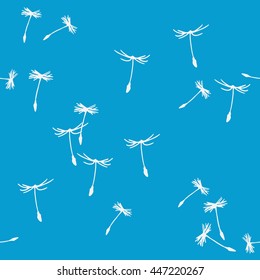 modern vector background with dandelions on a blue background