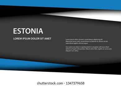 Modern vector background with Estonian colors and grey free space for your text, overlayed sheets of paper in the look of the Estonian flag, Made in Estonia