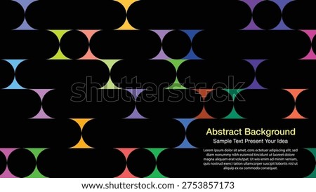 Modern vector background featuring dark rounded pillars and vibrant geometric accents. Perfect for 16:9 banners, website, cover page, corporate presentations, and creative projects.
