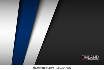 Modern vector background with Finnish colors and grey free space for your text, overlayed sheets of paper in the look of the Finnish flag, Made in Finland