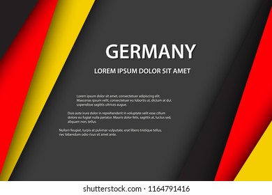Modern vector background with German colors and grey free space for your text, overlayed sheets of paper in the look of the German flag, Made in Germany