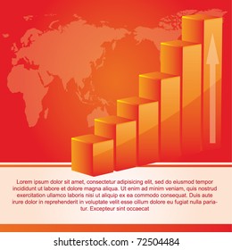 Modern vector background with a graph and a world map