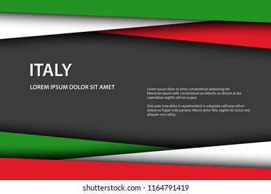 Modern vector background with Italian colors and grey free space for your text, overlayed sheets of paper in the look of the Italian flag, Made in Italy