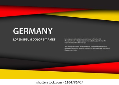 Modern vector background, overlayed sheets of paper in the look of the German flag, Made in Germany, German colors and grey free space for your text