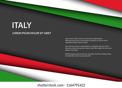 Modern vector background, overlayed sheets of paper in the look of the Italian flag, Made in Italy, Italian colors and grey free space for your text