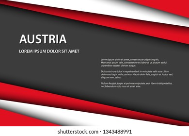 Modern vector background, overlayed sheets of paper in the look of the Austrian flag, Made in Austria, Austrian colors and grey free space for your text