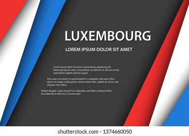 Modern vector background, overlayed sheets of paper in the look of the Luxembourg flag, Made in Luxembourg, Luxembourg colors and grey free space for your text