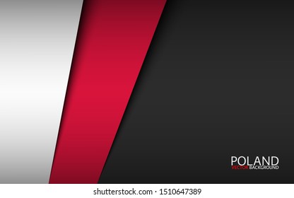 Modern vector background with Polish colors and grey free space for your text, overlayed sheets of paper in the look of the Polish flag, Made in Poland