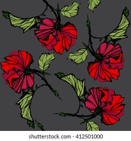 modern vector background with roses on grey