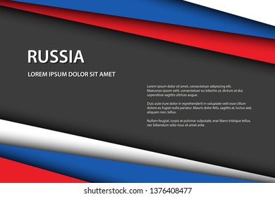 Modern vector background with Russian colors and grey free space for your text, overlayed sheets of paper in the look of the Russian flag, Made in Russia