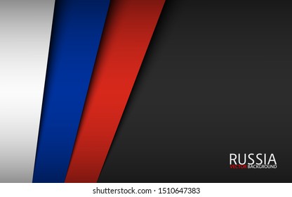 Modern vector background with Russian colors and grey free space for your text, overlayed sheets of paper in the look of the Russian flag, Made in Russia