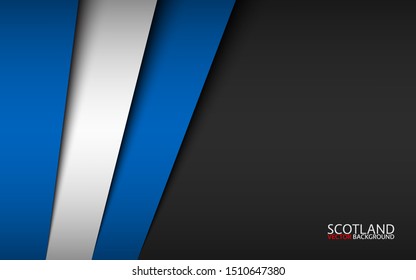 Modern vector background with Scottish colors and grey free space for your text, overlayed sheets of paper in the look of the Scottish flag, Made in Scotland