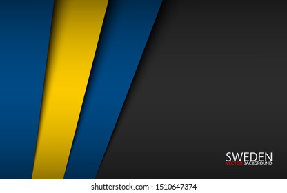 Modern vector background with Swedish colors and grey free space for your text, overlayed sheets of paper in the look of the Swedish flag, Made in Sweden