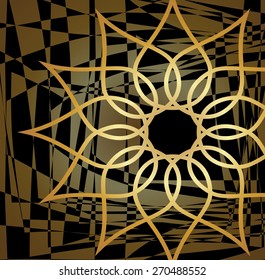 Modern vector background tile with cut out gold star on modern abstract element area