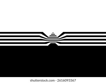 Modern vector background with transition.  broken lines converging to the center of the square. Design element. Vector pattern. Optical. effect op art. logo Border for advertising, packaging.