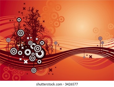 Modern vector background with trees