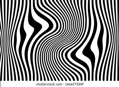 Fondo vectorial moderno de líneas negras onduladas sobre un fondo blanco. Ilustración vectorial en blanco y negro.