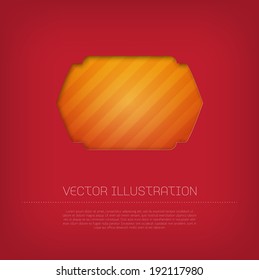 Modern vector badge / banner / label with bright colorful striped background. Cut out style with inner shadow.