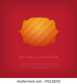 Modern vector badge / banner / label with bright colorful striped background. Cut out style with inner shadow.